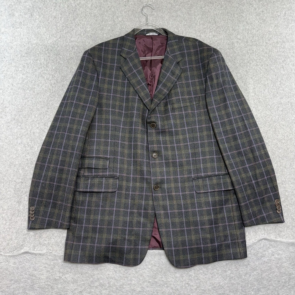 Coppley Ermenegildo Zegna Blazer Mens 44L L Plaid Wool Sport Coat Exclusive